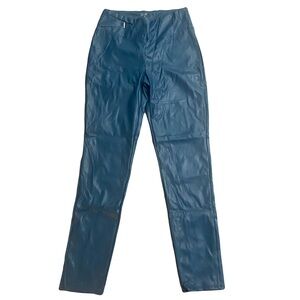 Tahari Women's Sport Faux Leather Sport Teal Leggings